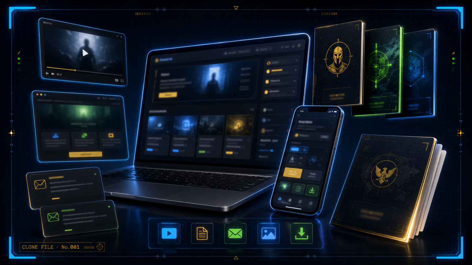 Showcase of the assets included inside File No.001